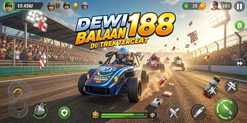 Screenshot gameplay DEWI188 menampilkan aksi balap yang mendebarkan.