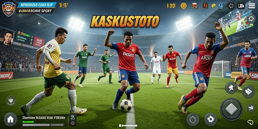 Tangkapan layar gameplay KASKUSTOTO dengan suasana olahraga yang dinamis.