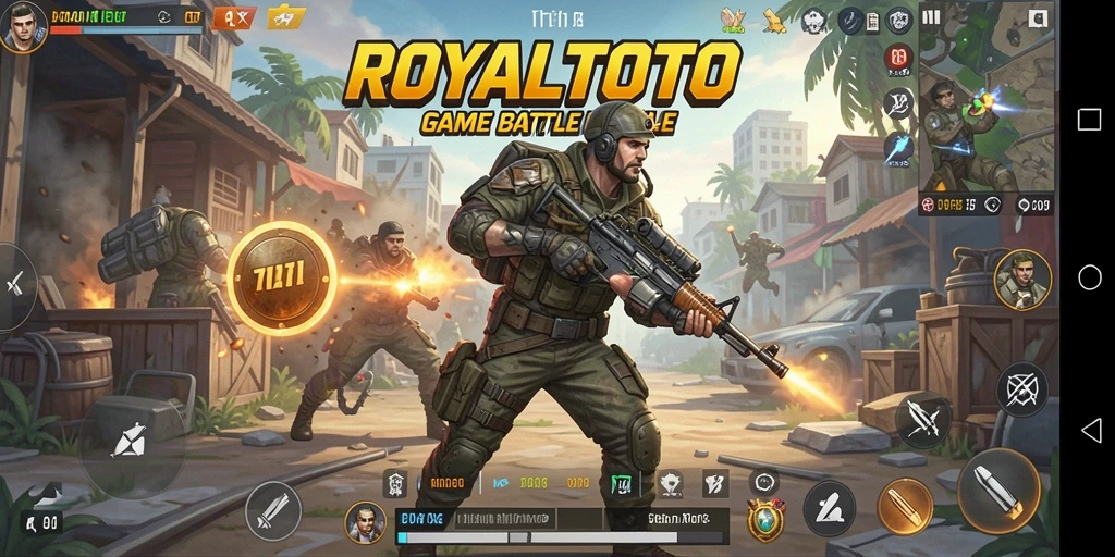 Screenshot gameplay seru di ROYALTOTO dengan aksi Battle Royale.