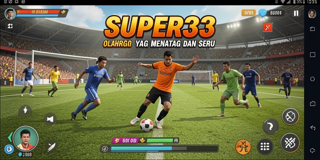 Tangkapan layar utama SUPER33 menunjukkan gameplay yang menarik dan kompetitif dalam olahraga.