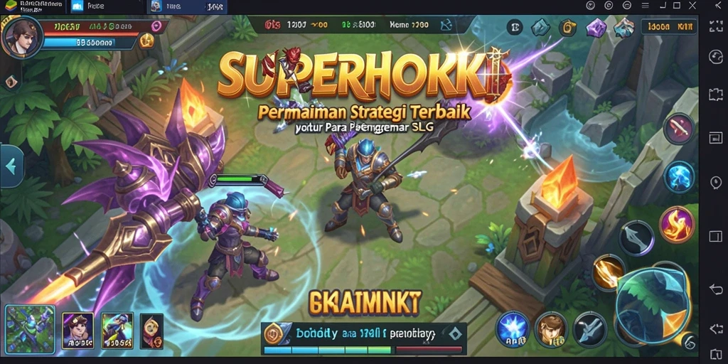 Screenshot gameplay yang menunjukkan pertarungan strategis seru dalam SUPERHOKI.