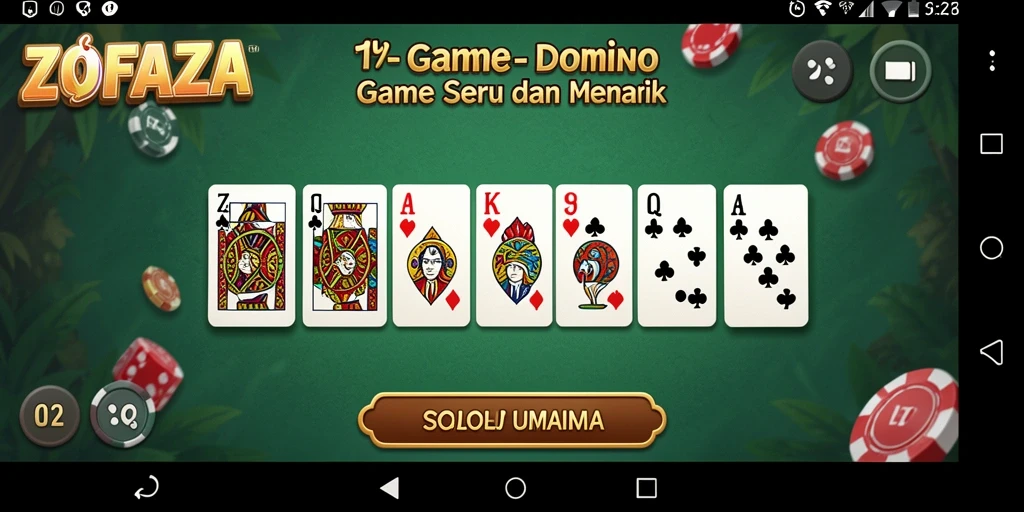 Tampilan gameplay seru dalam ZOFAZA dengan domino klasik.